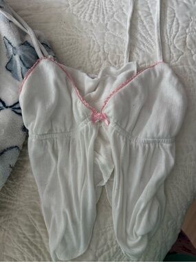 Edikted White Mesh Tank with Pink Trim